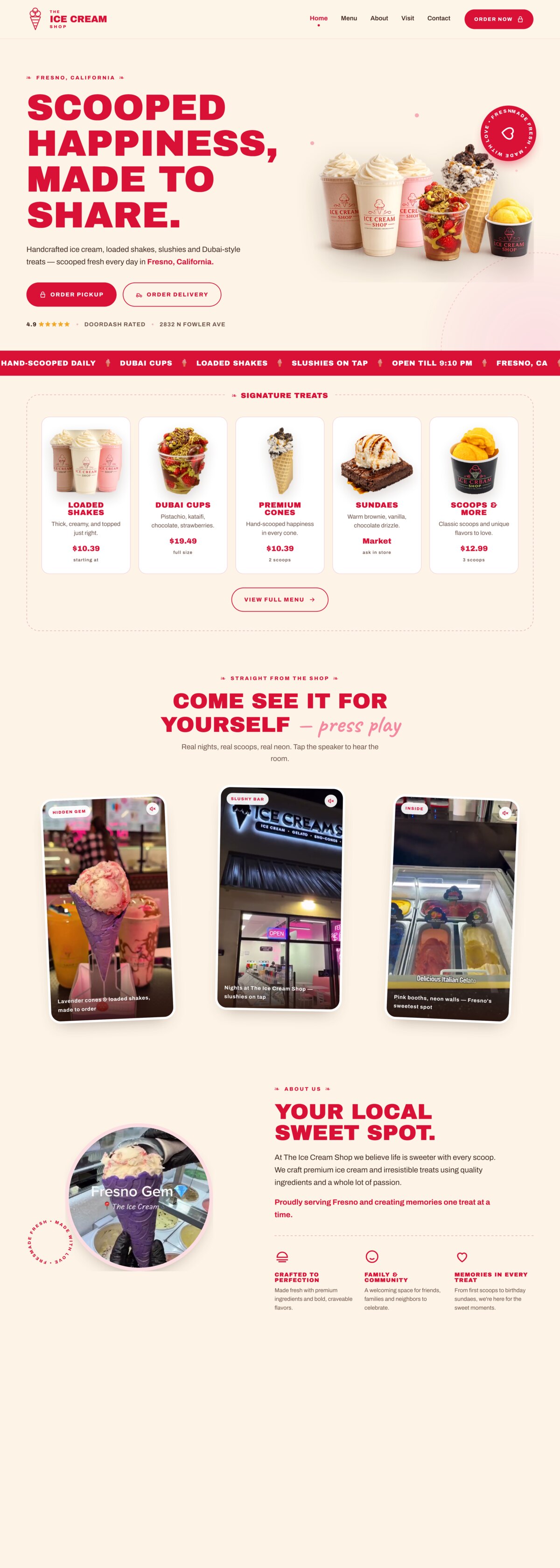 The Ice Cream Shop website